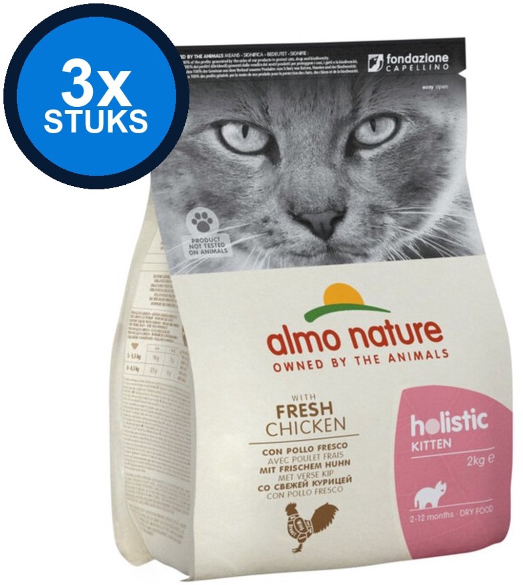 Almo Nature Holistic - Katten Droogvoer - Kitten Kip & Rijst - 3x2kg