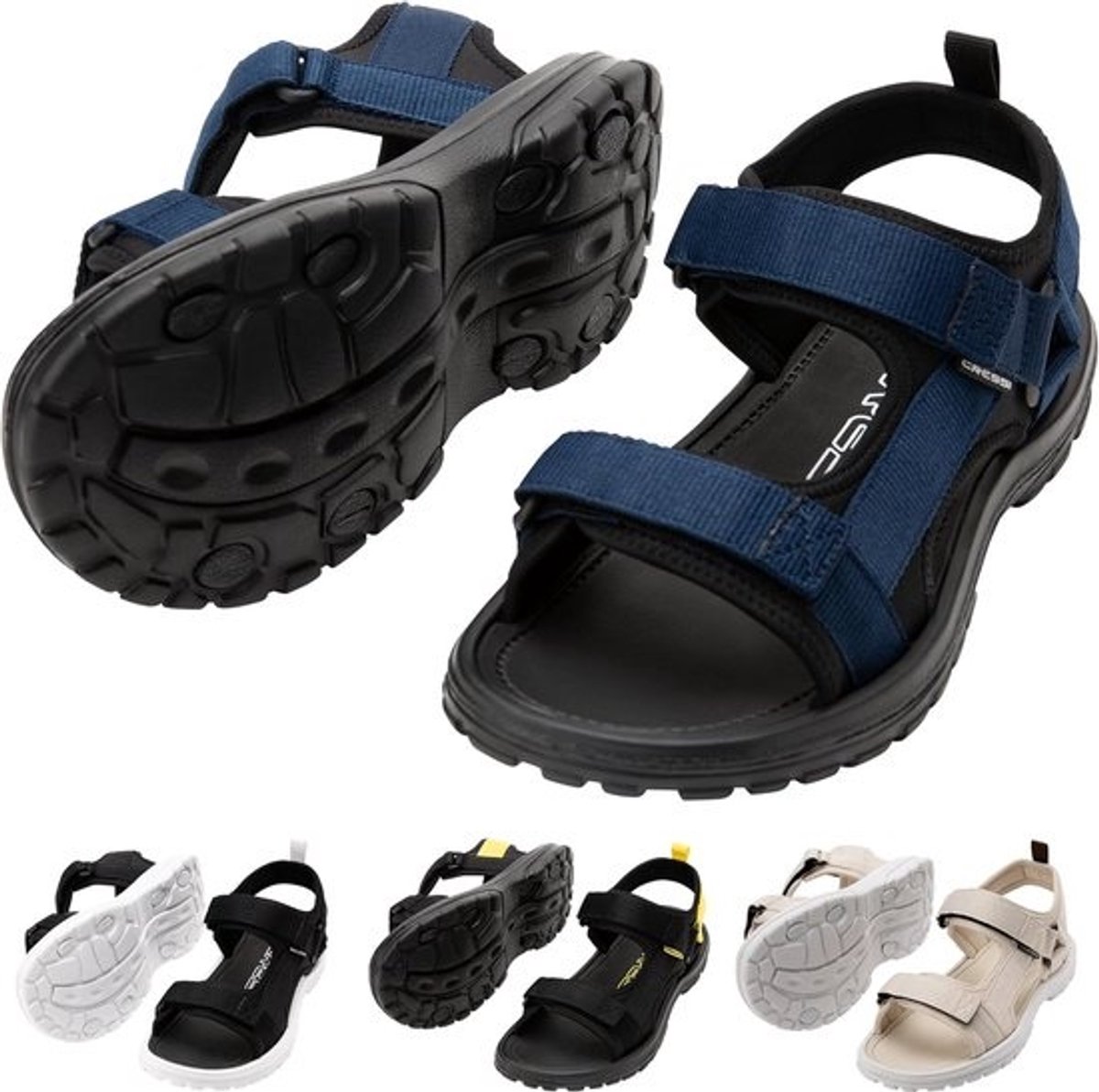 Unisex Watersandalen Zwart/Blauw - Comfortabele Outdoorsandalen met Klittenband en Anti-slip Zool voor Strand en Zomer