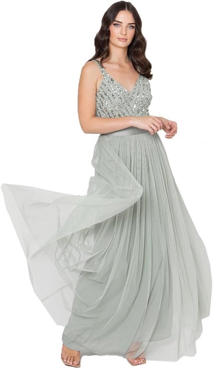 Gestreept Mouwloos Maxi Jurk Dames - Elegante Galajurk voor Bruiloft en Feest