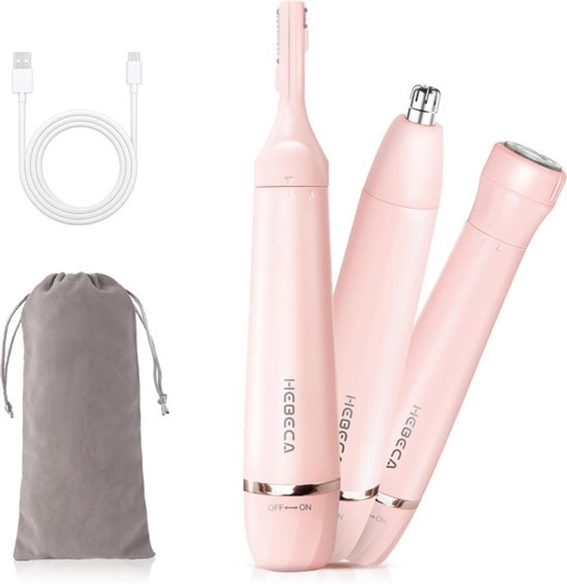 Gezichtshaar Remover 3-in-1 - Neus Haar Trimmer, Oplaadbare Waterdichte Wenkbrauw Razor voor Dames