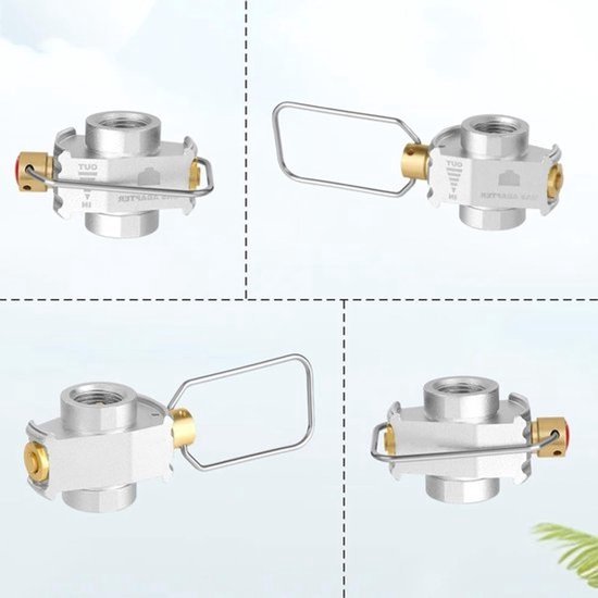 Gas Tank Refill Adapter - Draagbare Outdoor Oplading - Multifunctionele Camping Uitlaatklep - Zilver - Luchtdruk Valve - Geschikt voor Ga — afbeelding 2
