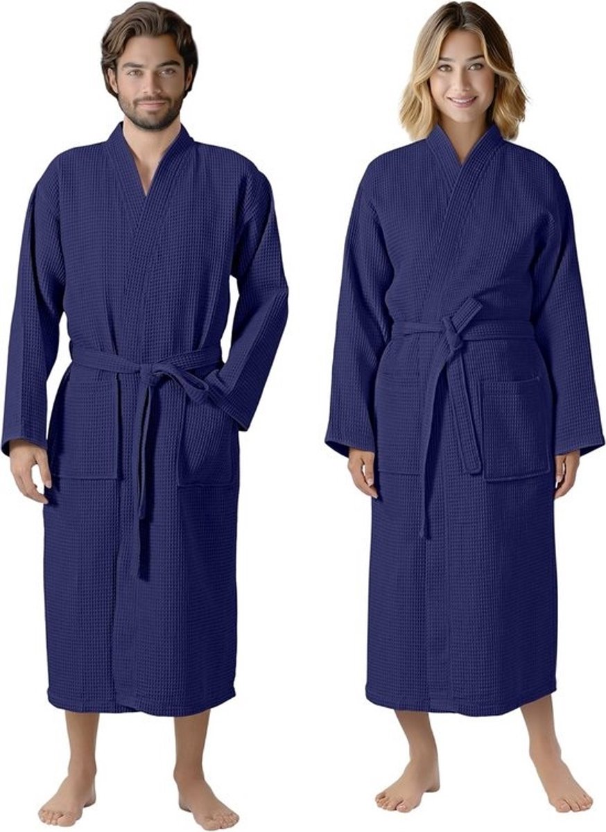 Lichte Pique Wafelbadjas 100% Katoen - Unisex Reisbadjas en Ochtendjas (Maat S t/m 6XL)