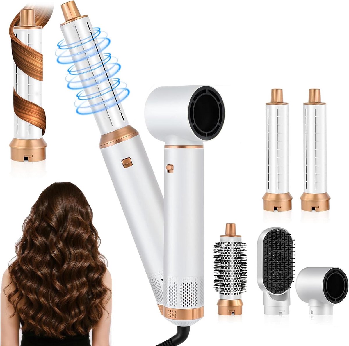 Haarstyler Set - Warme Luchtborstel - Haar Modelleren - 5-in-1 Functionaliteit - 1000 W - Zwart