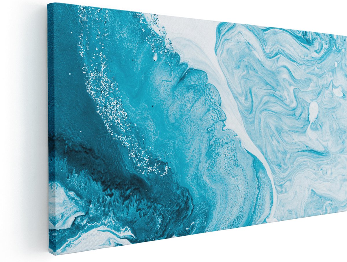 Artaza Canvas Schilderij Abstracte Kunst van een Oceaan - 180x90 cm - Groot - Wanddecoratie Woonkamer - Schilderijen - Muurdecoratie