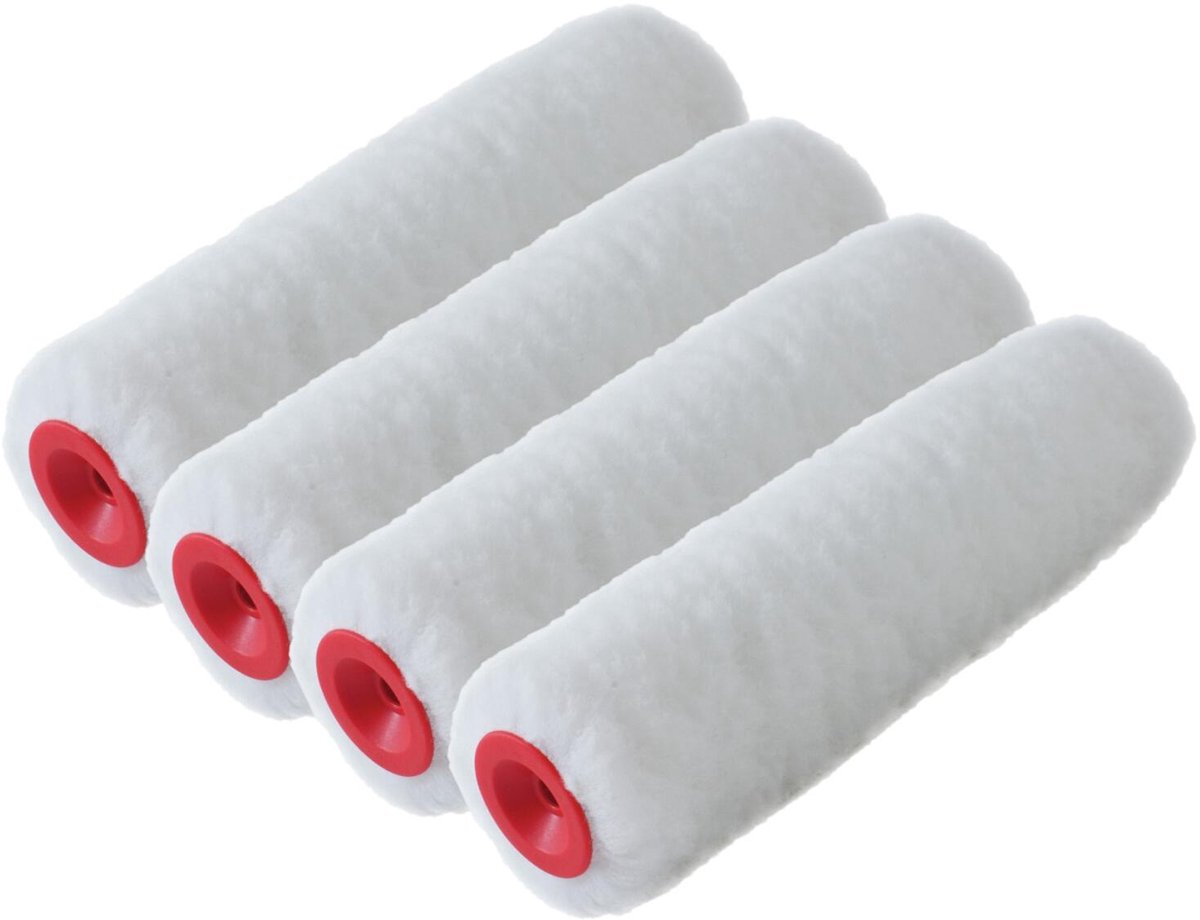 Sorex muur vacht dikke verfroller - 4x - polyester - eenmalig gebruik - 8 x 18 cm - Verfspullen - Schilders benodigheden