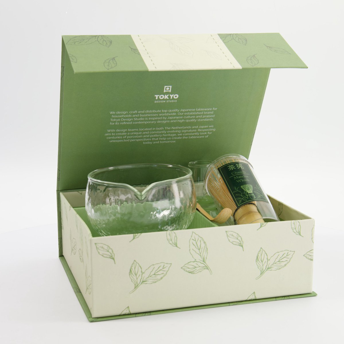 Tokyo Design Studio - Matcha Geschenkset - Glazen Kom - 4-delig - 12,5 cm