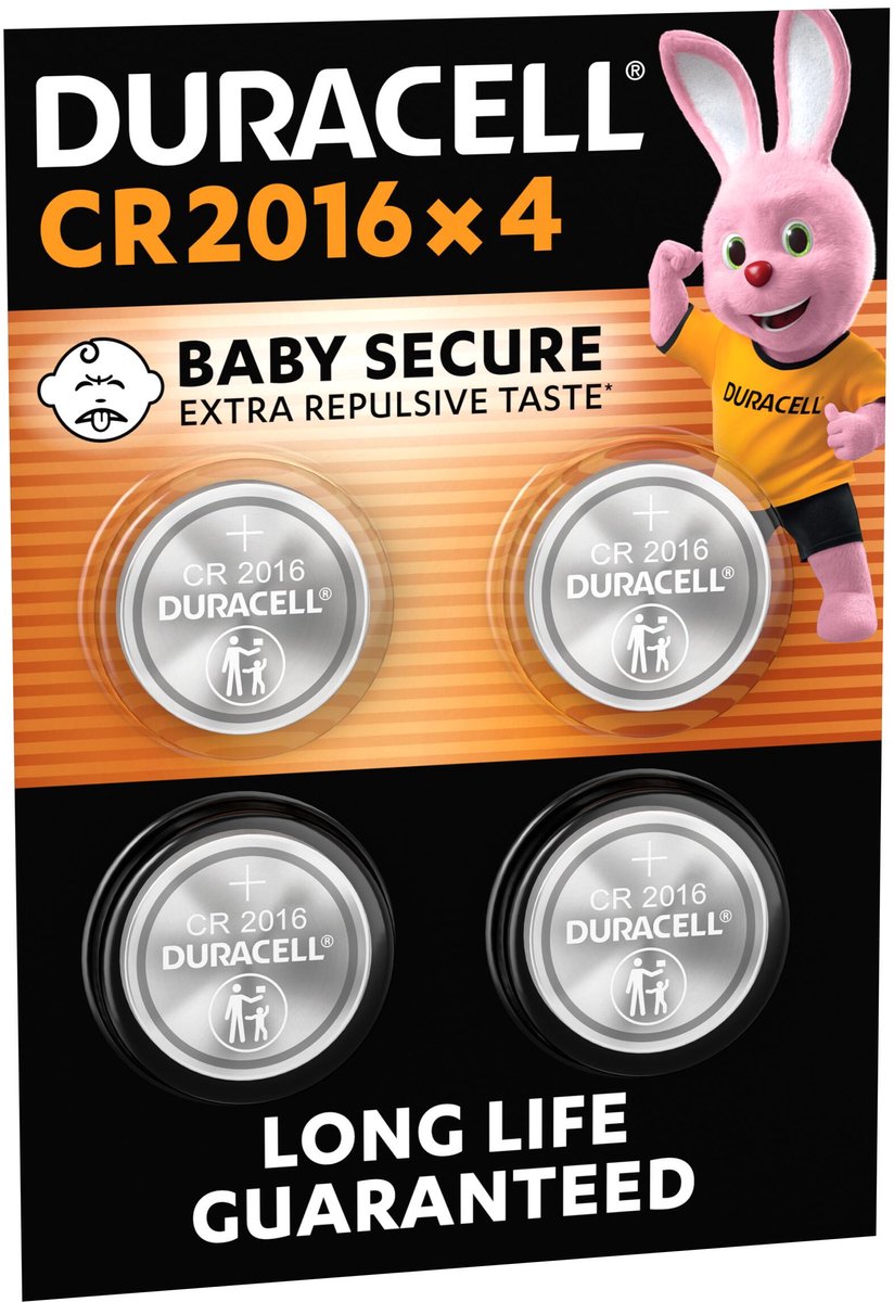 Duracell Lithium CR2016 knoopcelbatterij - 4 stuks