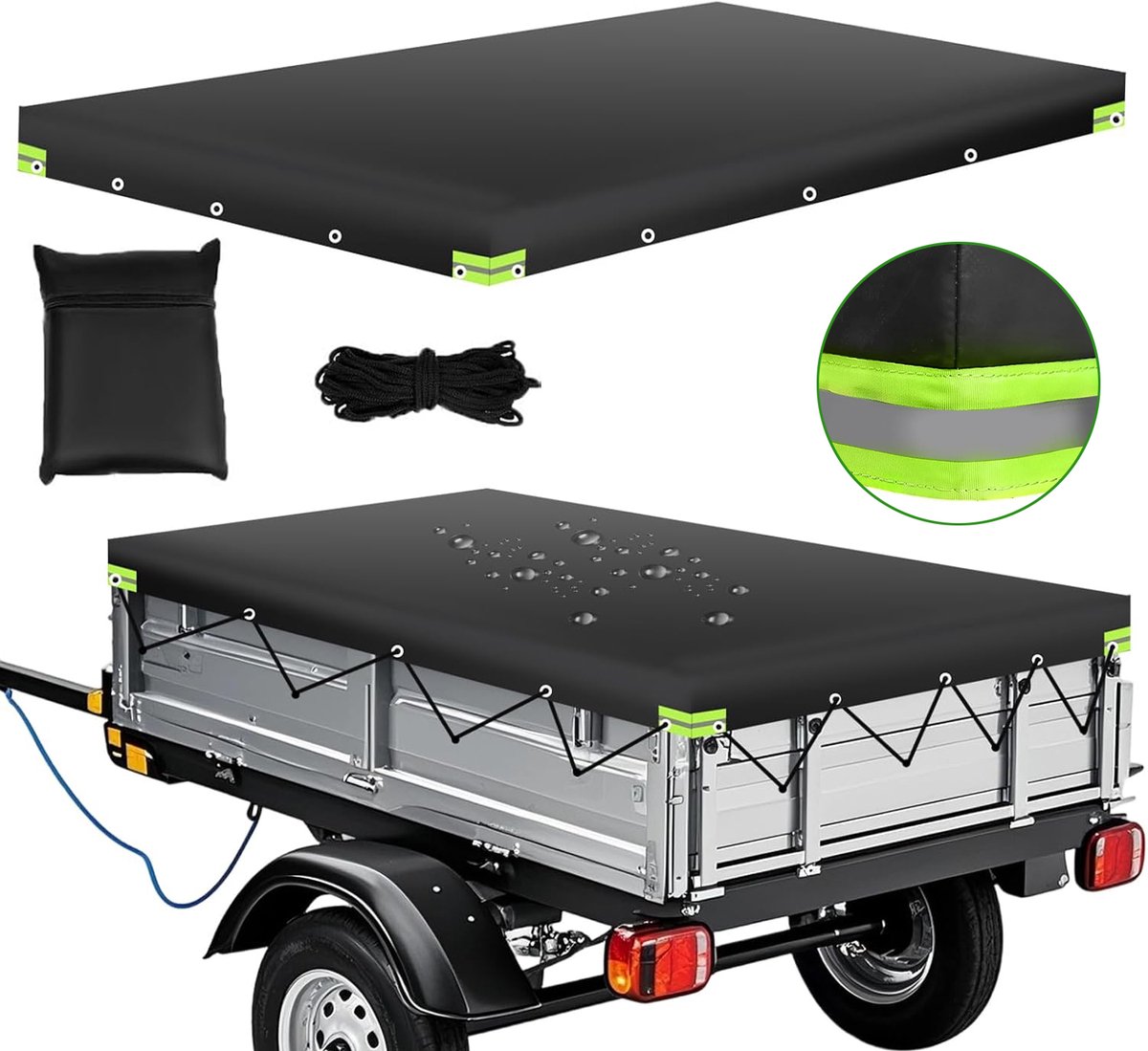 Trailerhoes - Waterdichte Auto-Aanhangerhoes - Aanhangwagenzeil - Beschermend Canvas - Winddicht Waterdicht En UV-Beschermend