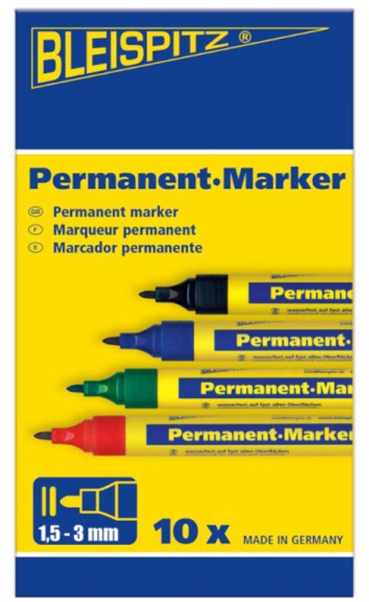 Bleispitz - 10x permanent marker zwart 1,5 - 3 mm