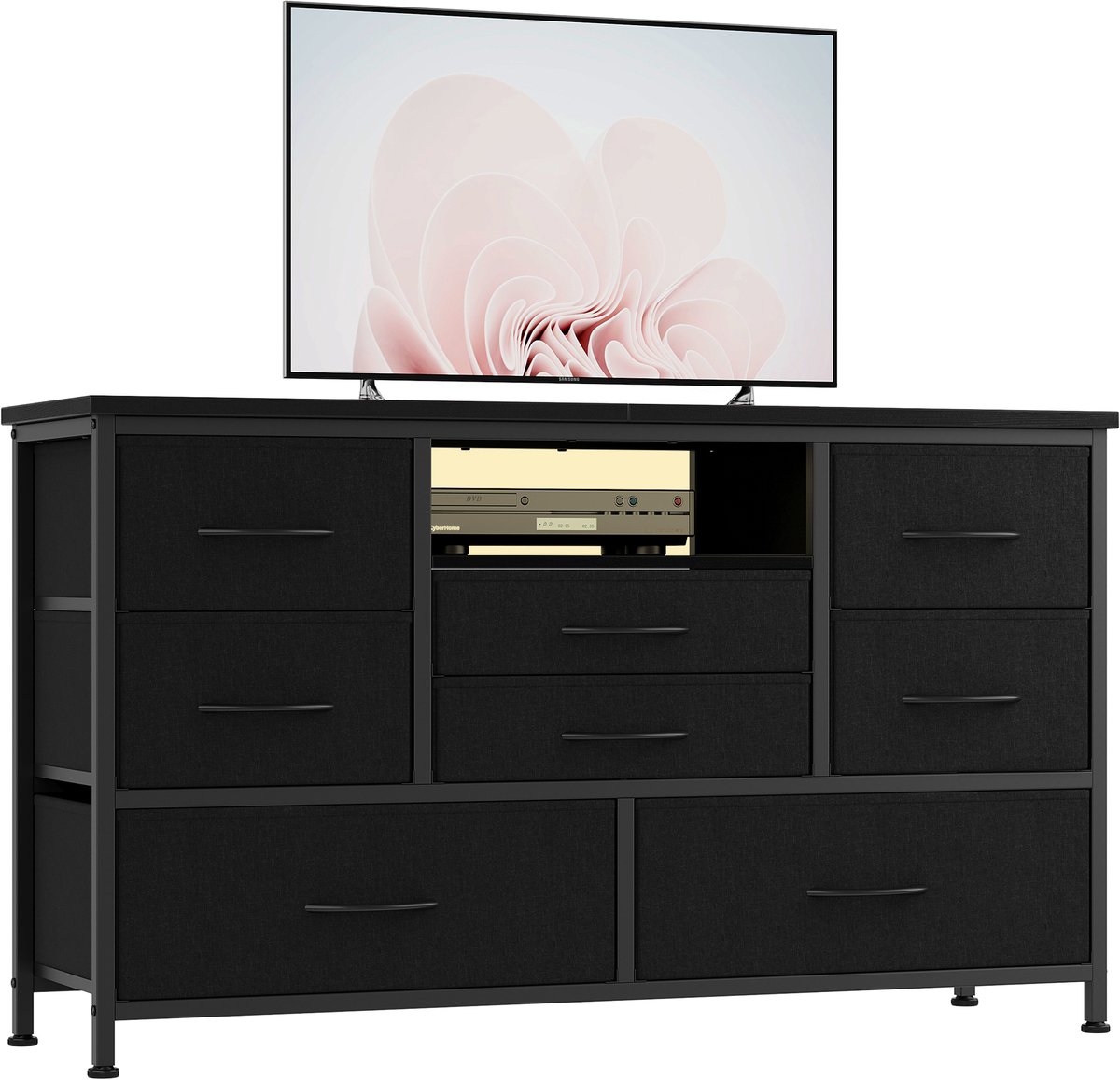Ladekast met 8 Lades - TV-Meubel voor 32-55 inch - Dressoir met LED-verlichting & Stopcontacten - USB-Oplaadstation - 120 x 36 x 75 cm - Modern Design