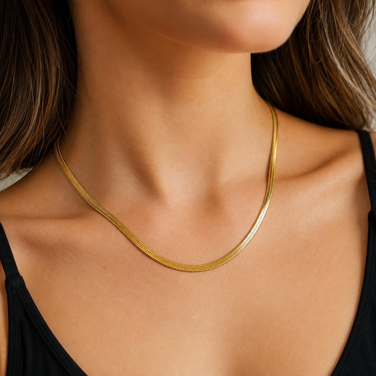 Cristaé Luxe Slangenketting Dames Goud – 18K Verguld RVS – Miami Snake Link Halsketting – 40 + 5 cm Verstelbaar – Tijdloos Design