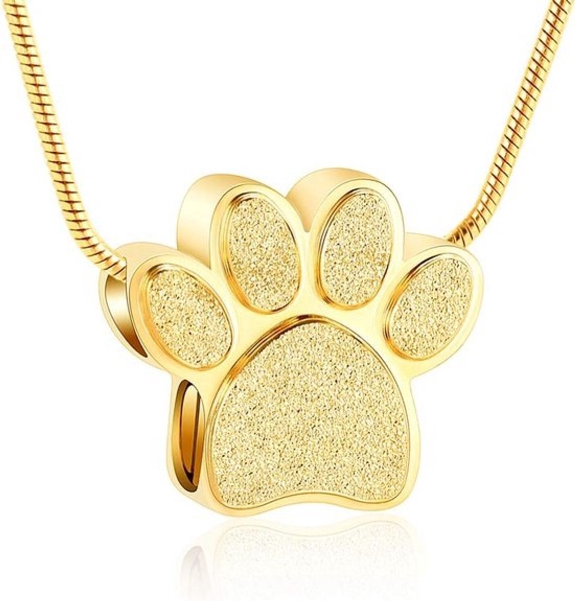 Urn Hanger Paw Print Sieraad voor As Huisdier of Geliefde - RVS Asketting