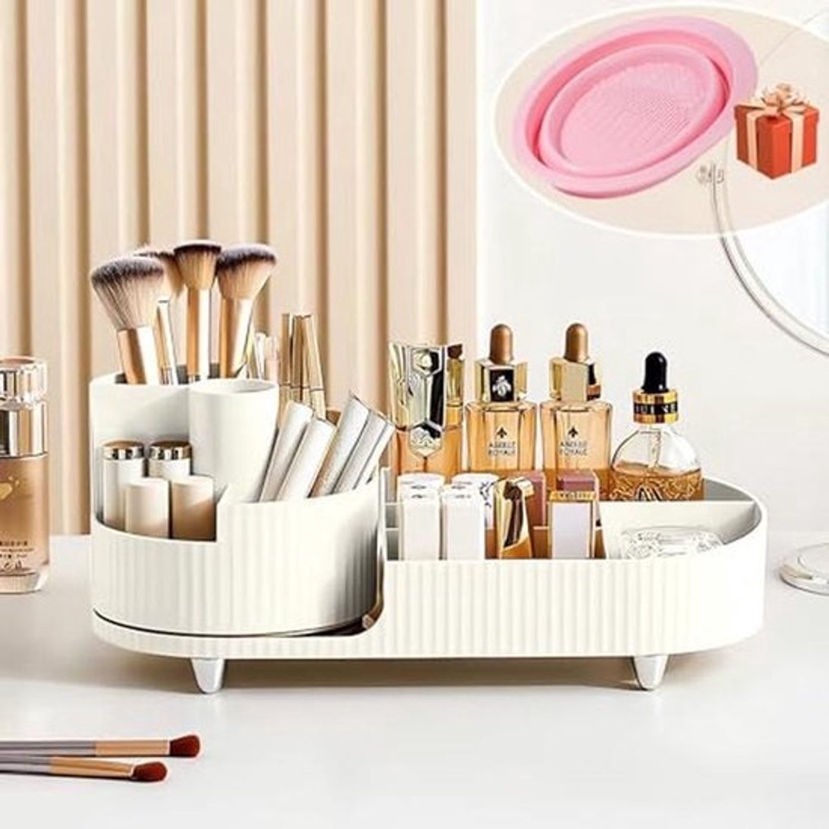 360° Draaibare Beauty-Organizer voor Cosmetica en Skincare - 2-in-1 Make-Up Organizer