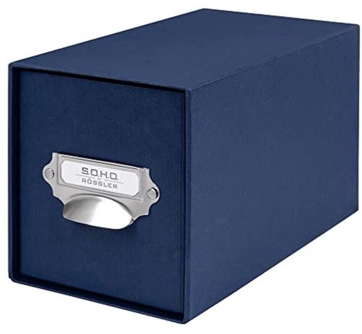CD Opbergdoos met Metalen Index Houder - Marineblauw