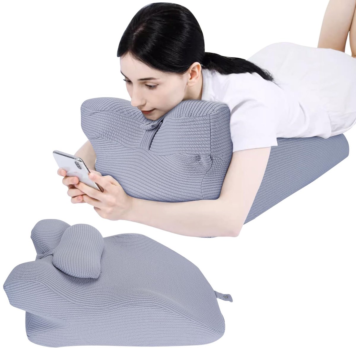 Wigkussen - Memory Schuim - Ergonomische Rugsteun - Voor Bed en Bank - Voor Lezen, Televisie Kijken en Zijslapers