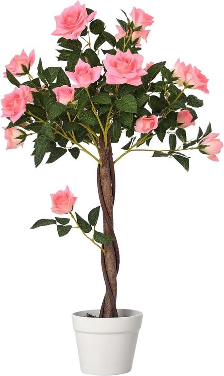 Hoge Kunst Rozenboom 90cm Roze - Realistische Nep Bomen voor Binnen en Buiten