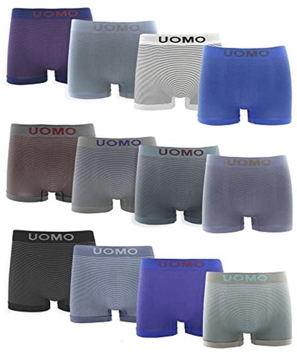 Channo Seamless Men's Boxer Shorts – 12 Pieces, Soft & Comfortable, Nylon, UOMO Collection