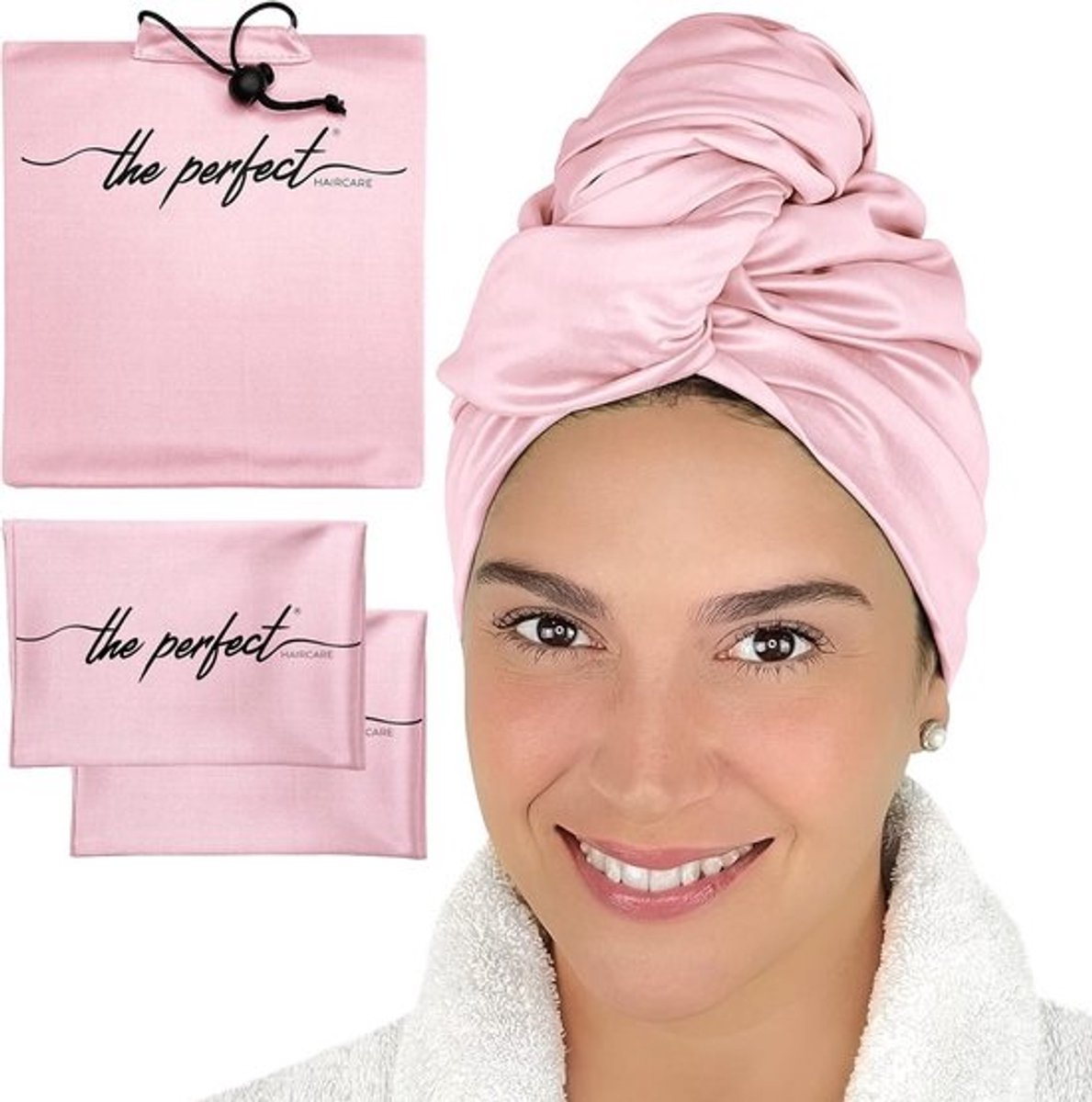 Haarhanddoek en krul scrunching handdoek set voor krullend haar - ideaal voor nat ploppen en micro-plop - 1 grote haarwikkelhanddoek tulband + 2 kleine handdoeken