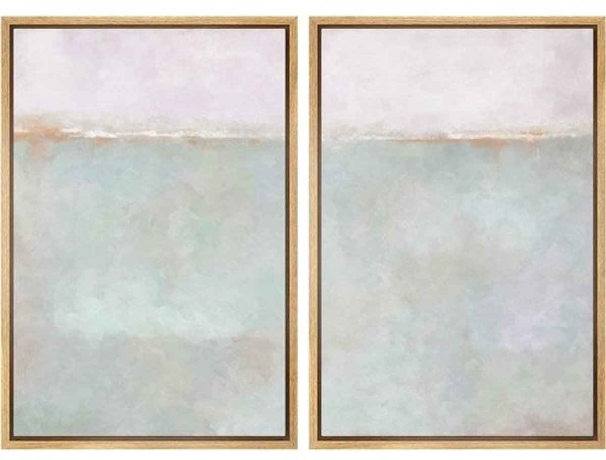 Canvas muurkunst set - Ingelijste prints - Woonkamer decoratie - Abstracte landschap stijl - 2 stuks 16x24 inch