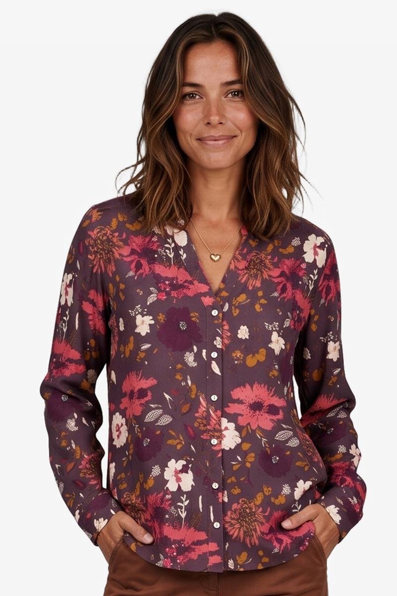 DIDI Dames Blouse Selma Brown Cedar print maat 44