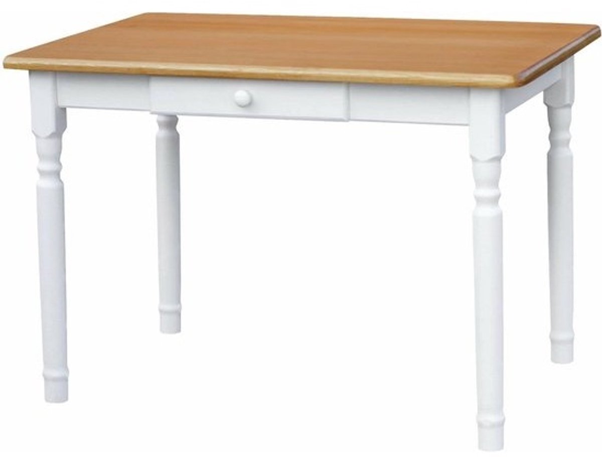 Eettafel Grenen - Keukentafel Tafel - Gezellig Tafelen - Met Lade - 60 x 100 cm - Wit Honing