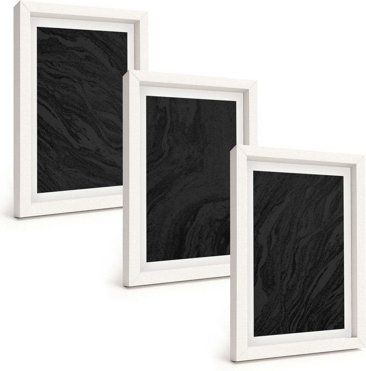 Wallfluent 3-Delige Schilderij Set - Donker Marmer, Elegante Texturen In Een Glamoureuze Stijl. - 20 x 30 - Wanddecoratie - Muurdecoratie - Moderne Interieurdecoratie - Interieur Decoratie