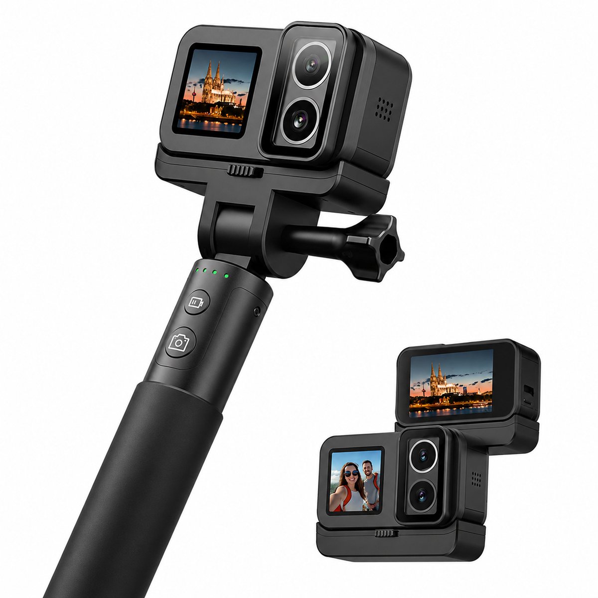 Action Camera 4K – 6-Assige Stabilisatie, Dubbel Scherm, 30 m Waterdicht en 8 Uur Batterijduur