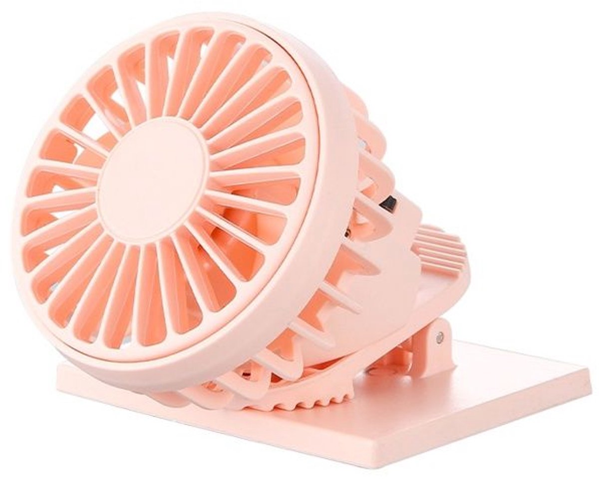 Ventilator op zonne-energie met clipbevestiging - kan worden opgeladen via zonne-energie en USB - perfect Geschikt voor op reis en buitenactiviteiten - roze