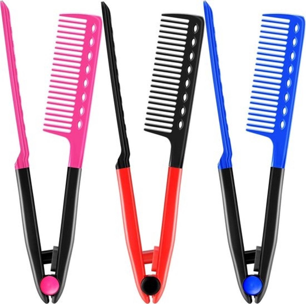 Set van 3 Stijlkammen voor Glad en Steil Haar - V-Vormige Borstel voor Föhnstyling