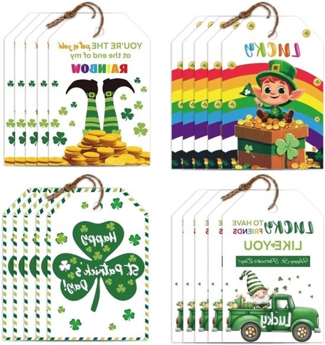 Cadeauhangers - Papieren labels Geschenkstickers - Decoratie en Geschenkverpakking - Met Jute Touw - 120 stuks - Goud