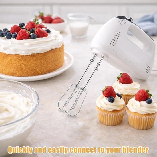 Roerstaafjes Handmixer - Garde Opzetstukken - Bakken en Mixen - Roestvrij Staal - 2 stuks - Zilver — afbeelding 2