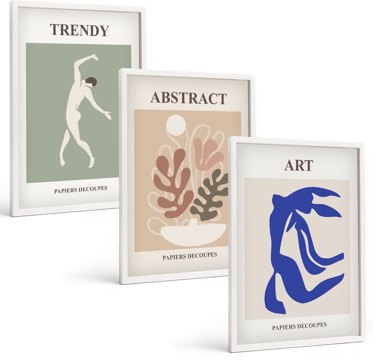 Wallfluent 3-Delige Schilderij Set - Stijlvolle Figuren En Plantenposters Van Henri Matisse - 40 x 60 - Decoratieve Schilderijen - Woonkamer - Interieur - Wanddecoratie
