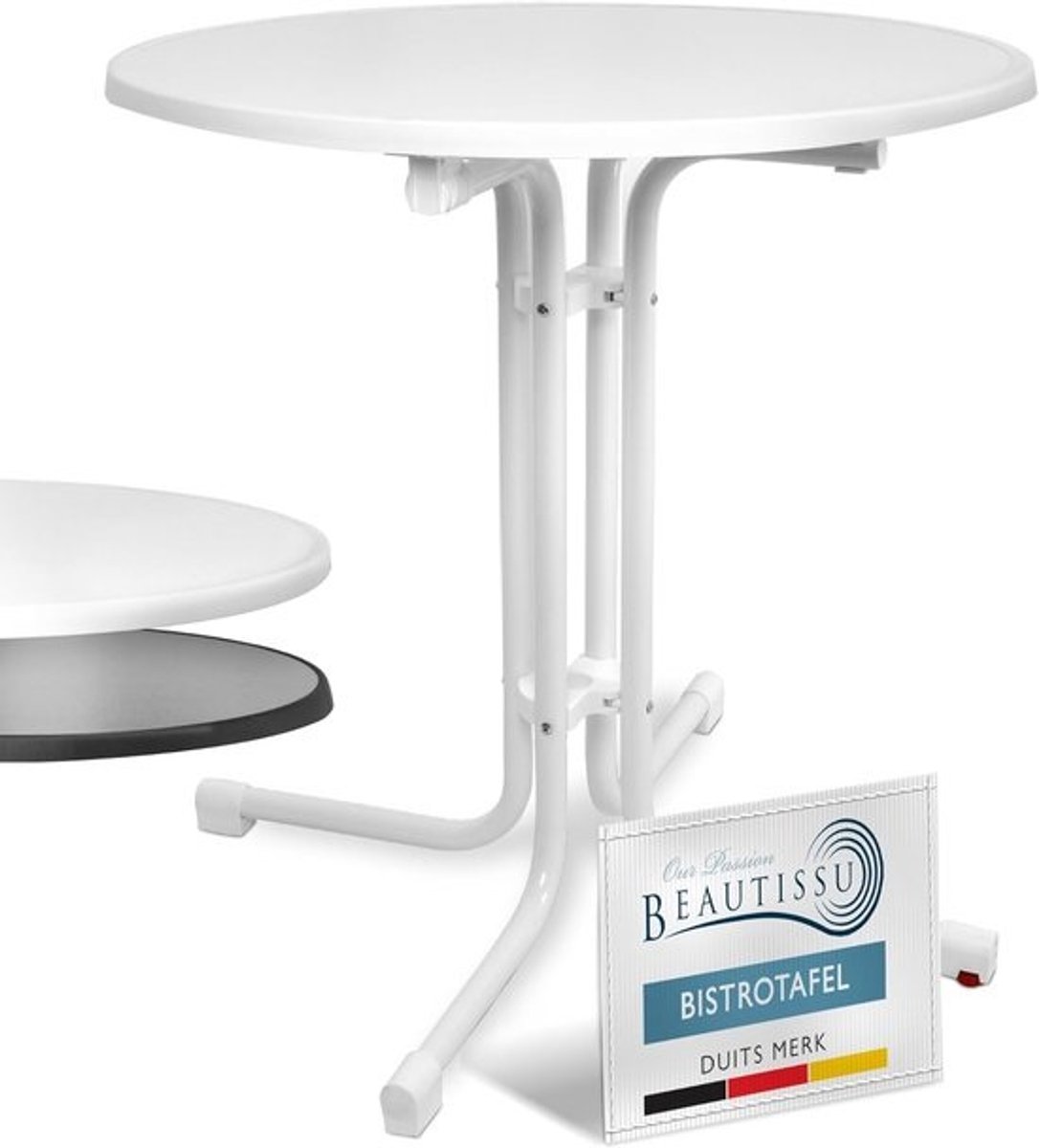 Bistro Tafel - Ronde Tuin Tafel - Buiten Zitten - Waterafstotend Blad - 80 cm Doorsnede - Wit