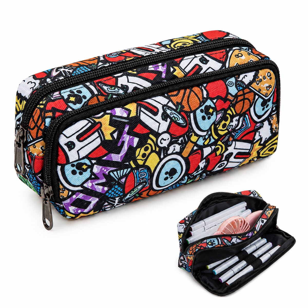 VHV - Studenten Etui - Grote Capaciteit Pencil case - 23x8x9 cm -Draagbaar Pennenetui - Voor School ,Examen
