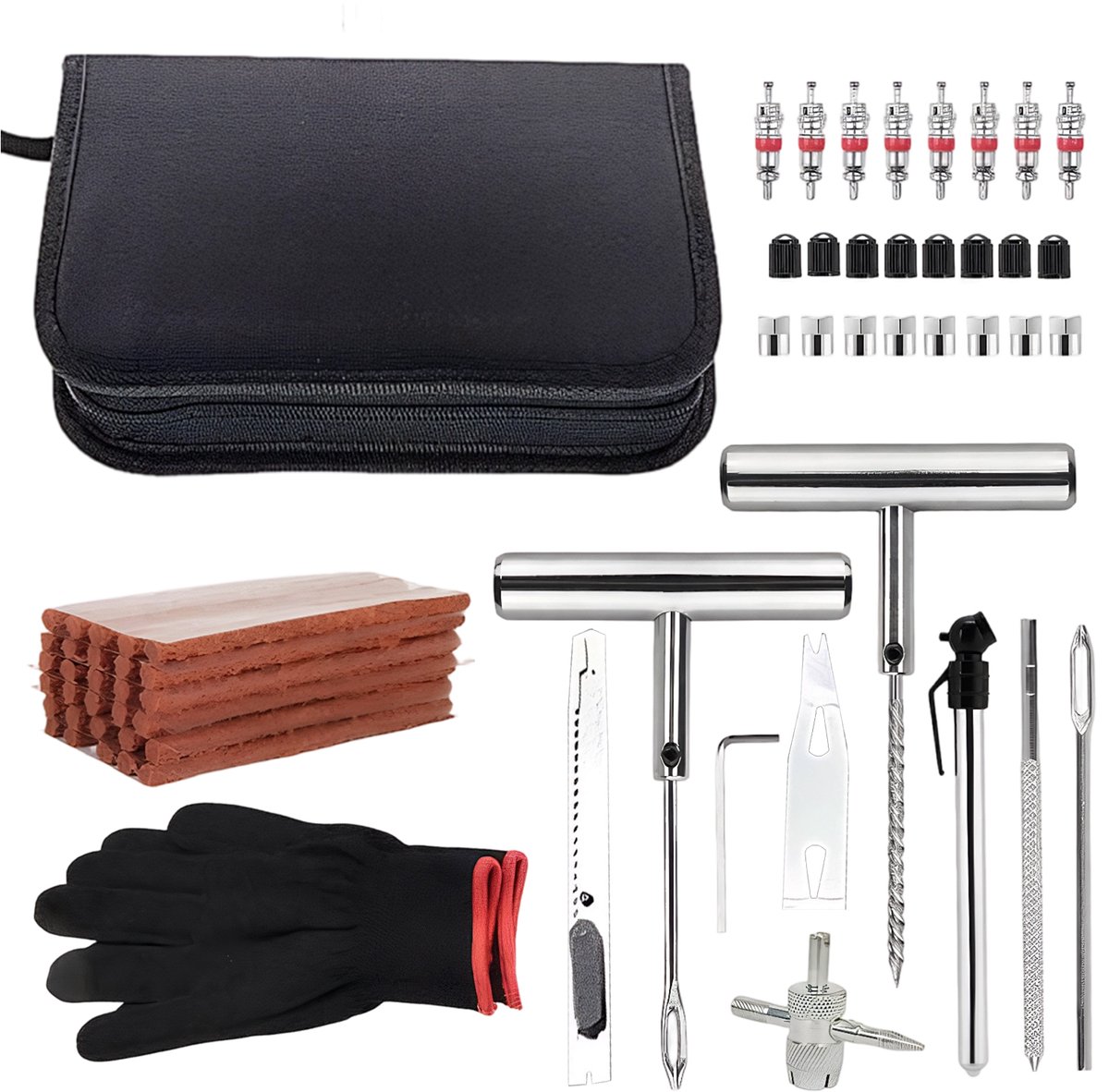 Fokelyi Banden Reparatieset 62-Delig - Complete Proppenset Universele Bandenreparatieset - Voor Auto, Motor & Brommer - Inclusief Opbergtas