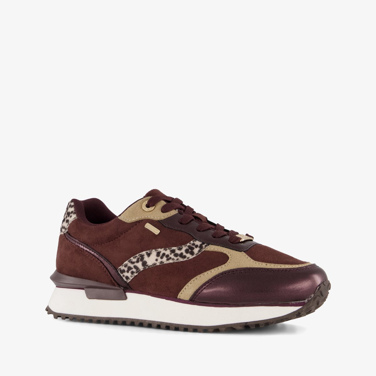 XX By Mexx dames sneakers met dierenprint bordeaux rood - Maat 37 - Uitneembare zool