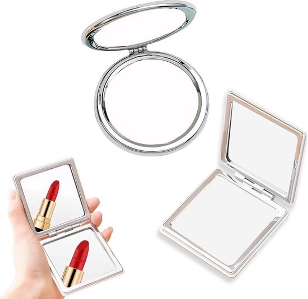 Draagbare Inklapbare Make-up Spiegel Set (2 stuks) met Vergroting voor Reizen