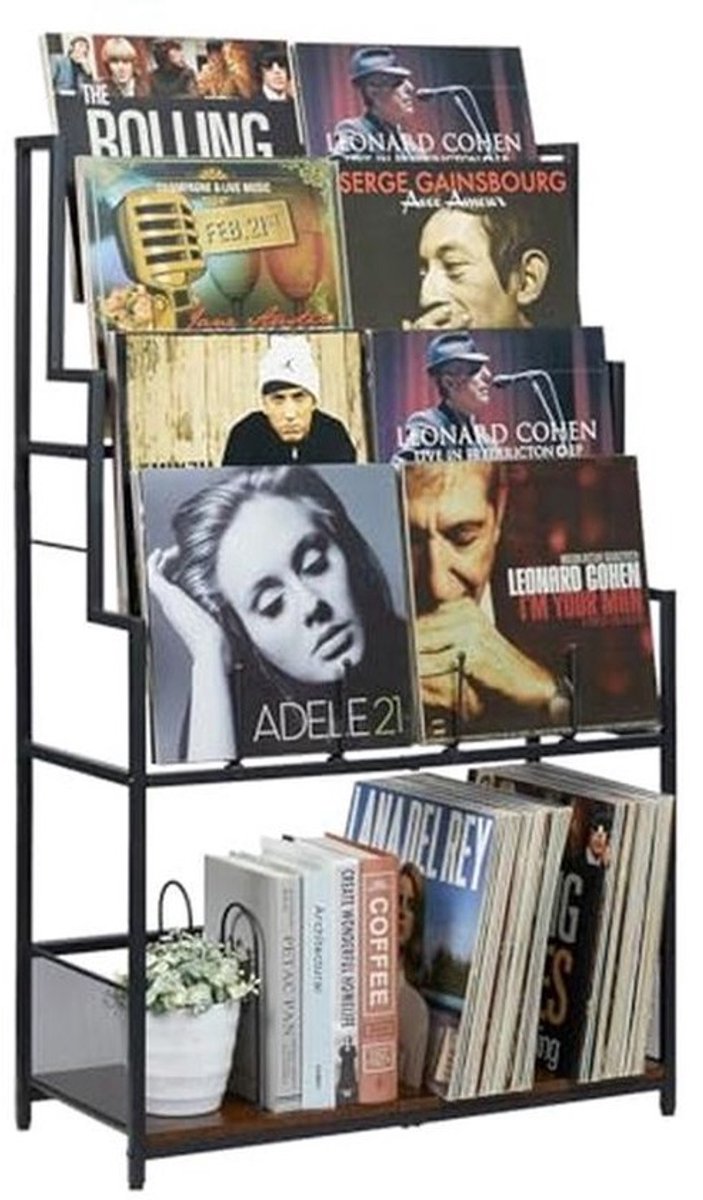 5-Tier Vinyl Record Storage Stand - Grote Capaciteit Organizer voor Albums, CD's, DVD's en Magazines