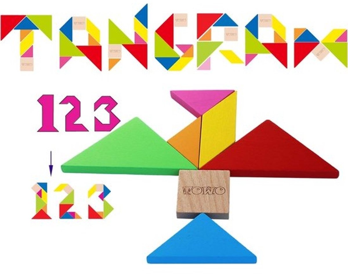 Houten Tangram Puzzel voor Kinderen - Geometrische Vormen Montessori Speelgoed