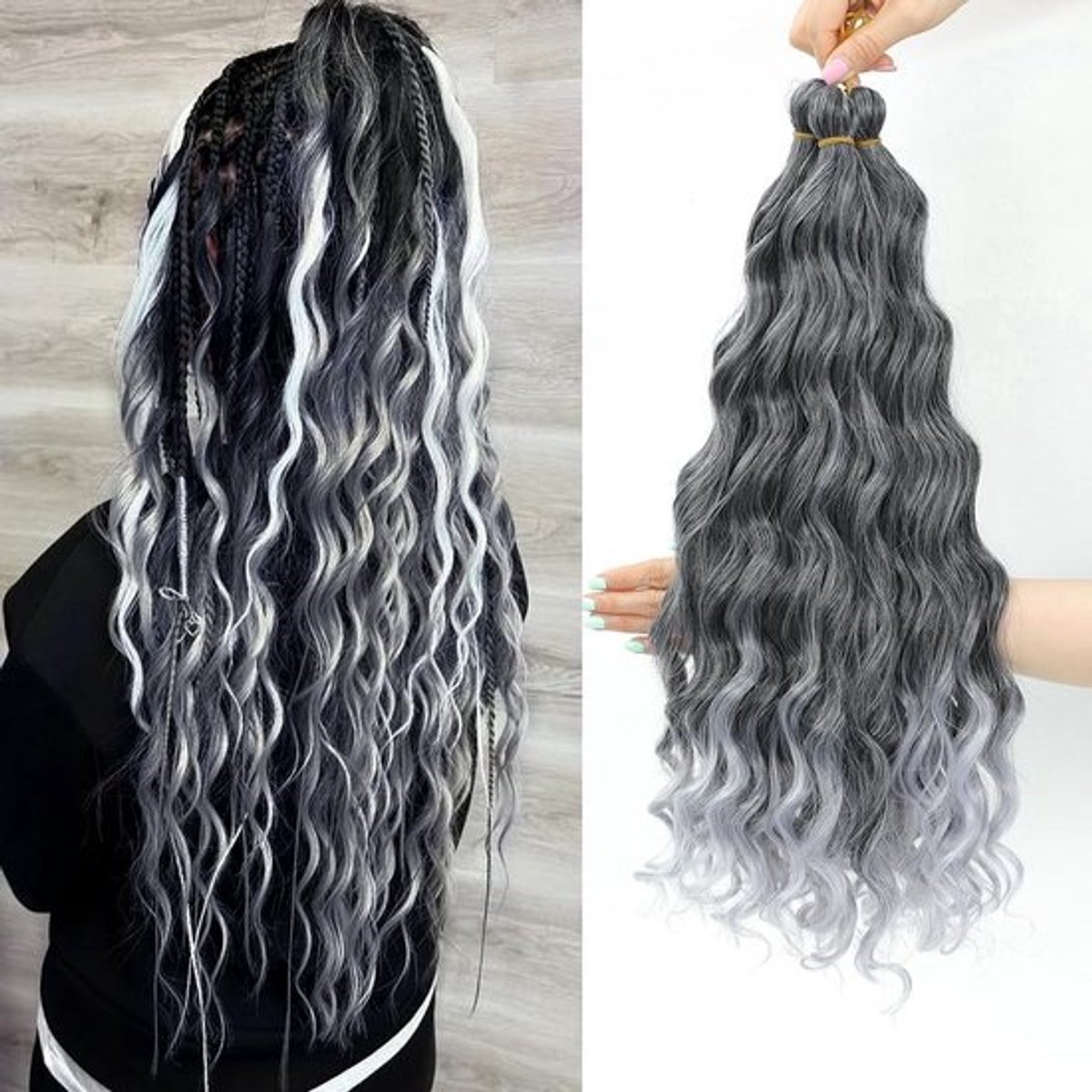 Bohemian Ocean Wave Krullend Vlecht Haar Extensions - Synthetische Crochet Braids voor Dames
