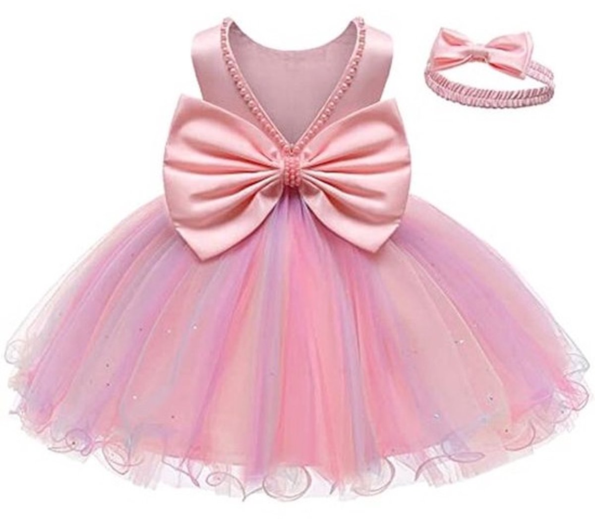Meisjes Babyjurk met Ruches en Kant - Backless, Bloemenjurk voor Feest en Bruiloft, 0-24 Maanden