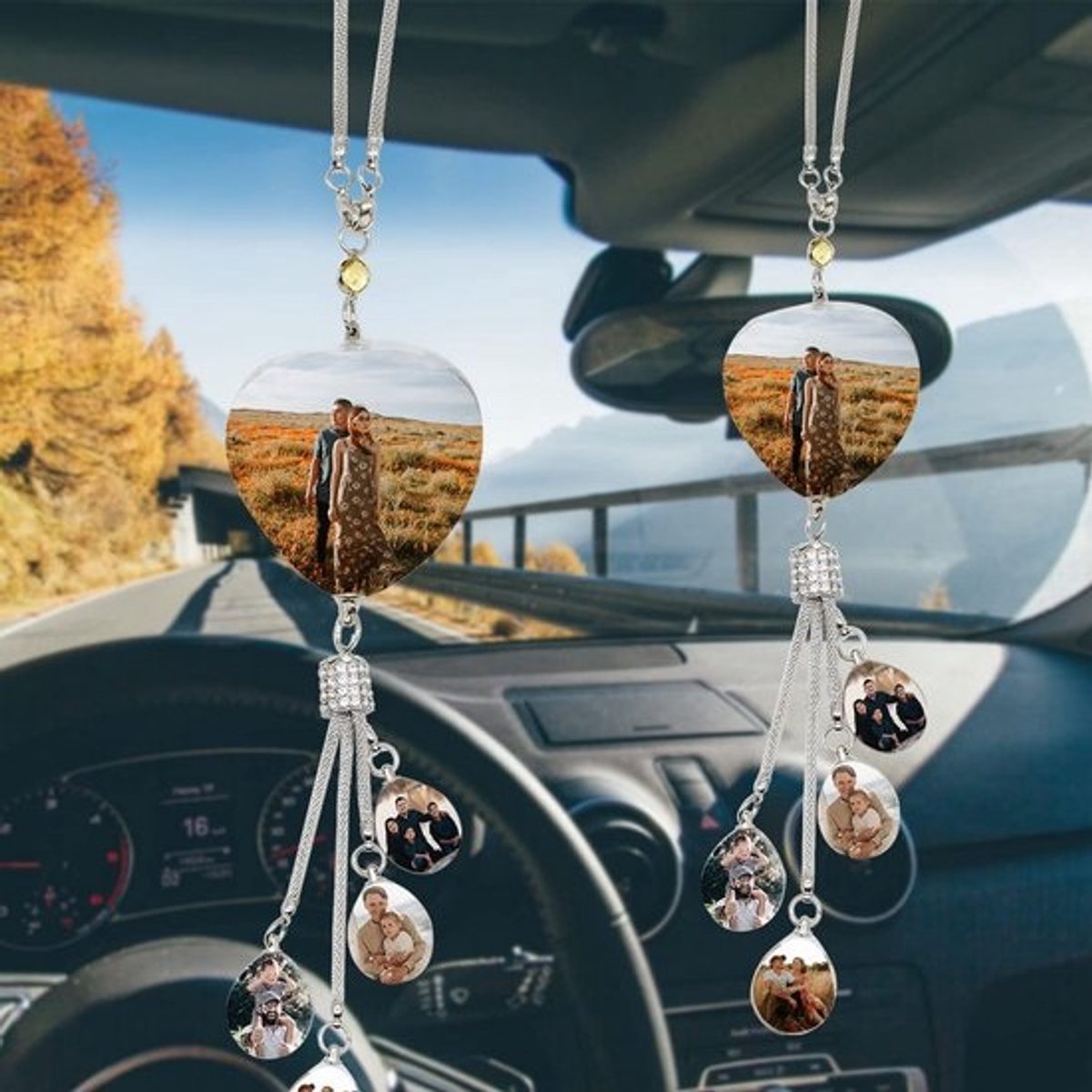 Achteruitkijkspiegel Hanger Met Kristal Foto - Unieke Auto Decoratie En Persoonlijke Geschenken