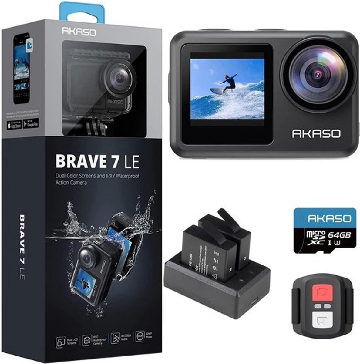 Actiecamera 4K - Sportcamera Vlogging - Avontuur Vastleggen - Dubbel Kleurenscherm - 40m Waterdicht - Zwart