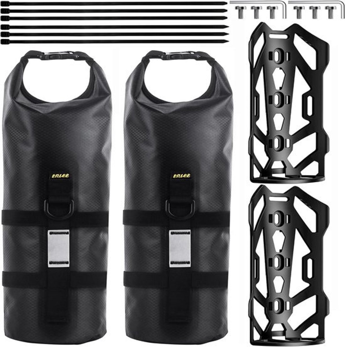 Waterdichte Fietstassen voor Bagagedrager en Frame - Set van 2 - 5L Roll-top Fietsopbergtassen