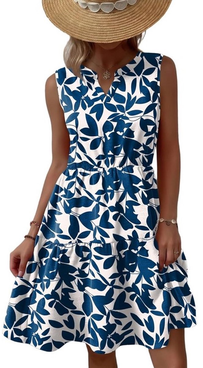 Mouwloze Zomerjurk met Bloemenprint voor Dames - Casual A-lijn Mini-jurk