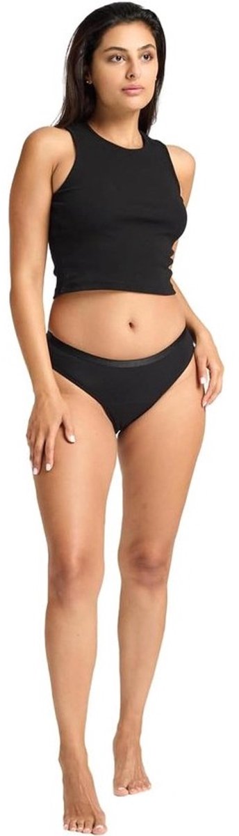 Menstruatie-ondergoed voor Dames - Lekvrij Bikinibroekje met Katoen voor Light Flow - Zwart, Maat 32