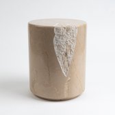 Natuursteen Urn Cilinder 4 liter Beige Met Organische Steenstructuur - Urn voor Menselijke As - Crematie Urn voor As Volwassenen