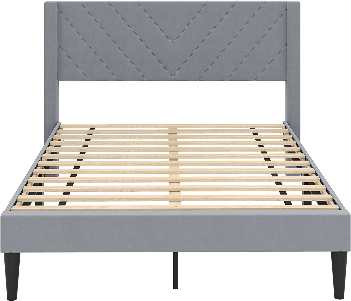 SureDeal® - Bedd - Bedframe - Matras Geïmpregneerd Tweepersoonsbedframe - Hoofdeinde Grijs - 211x155x105 cm - Grijs