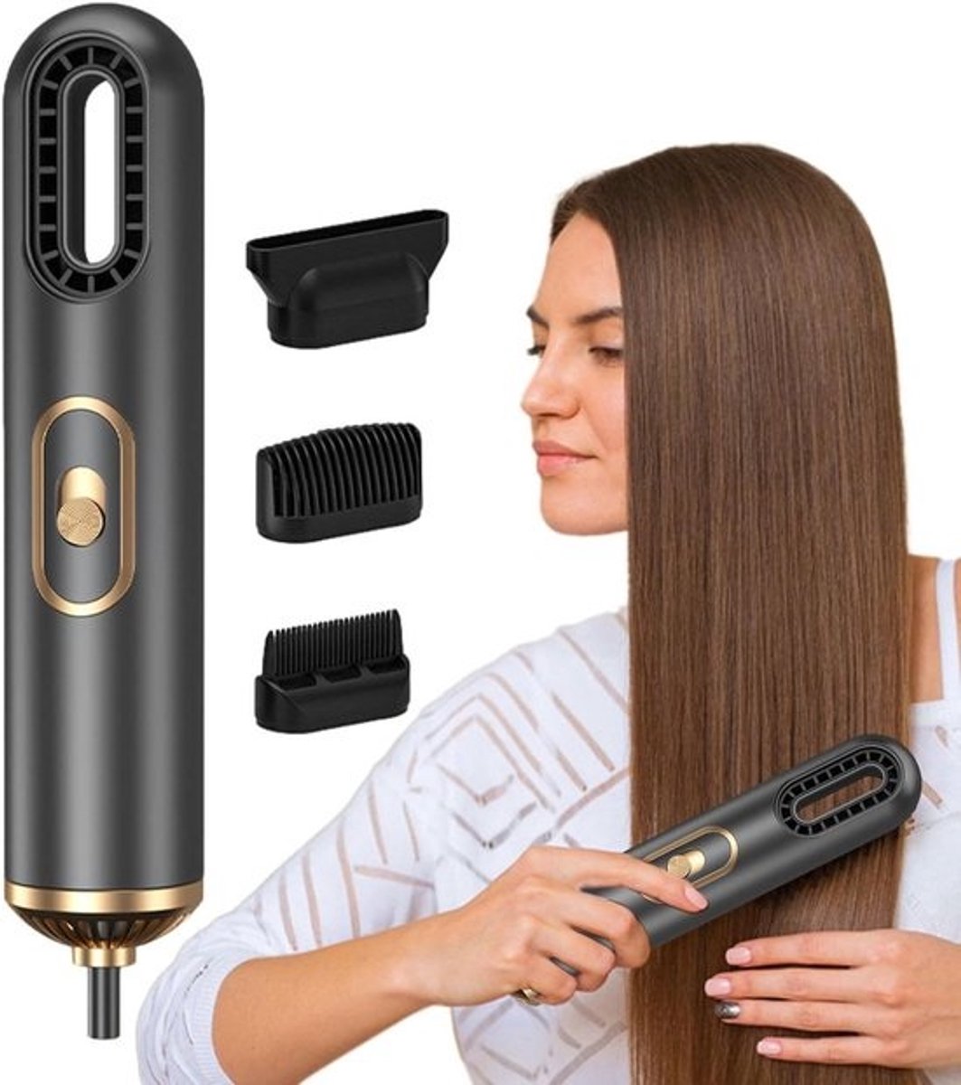 Hete Lucht Borstel - Föhn Styling Set - Snel Haar Drogen - Ionische Technologie - Compact Ontwerp - Wit Blauw Grijs