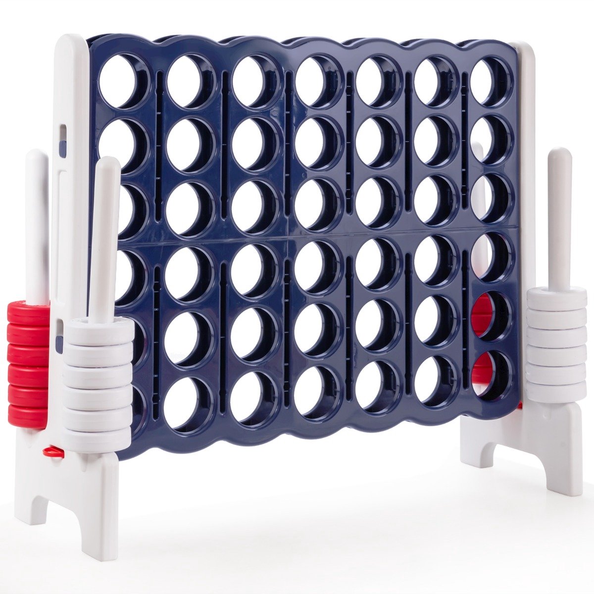 SureDeal® - Tuinspell - Rij Spel Rij - Jumbo Ringen Wit - Donkerblauw - 120x42x104 cm - Wit + Donkerblauw